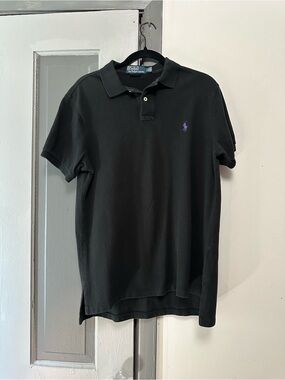 Ralph Lauren Black Polo with Purple Pony Embroidery